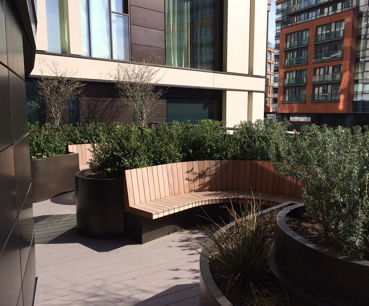 Seating pods at the Merchants Square roof garden