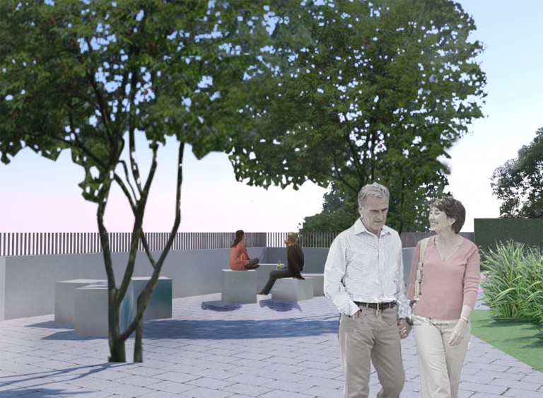 CGI impression of the garden seating area at Lights Yekaterinburg