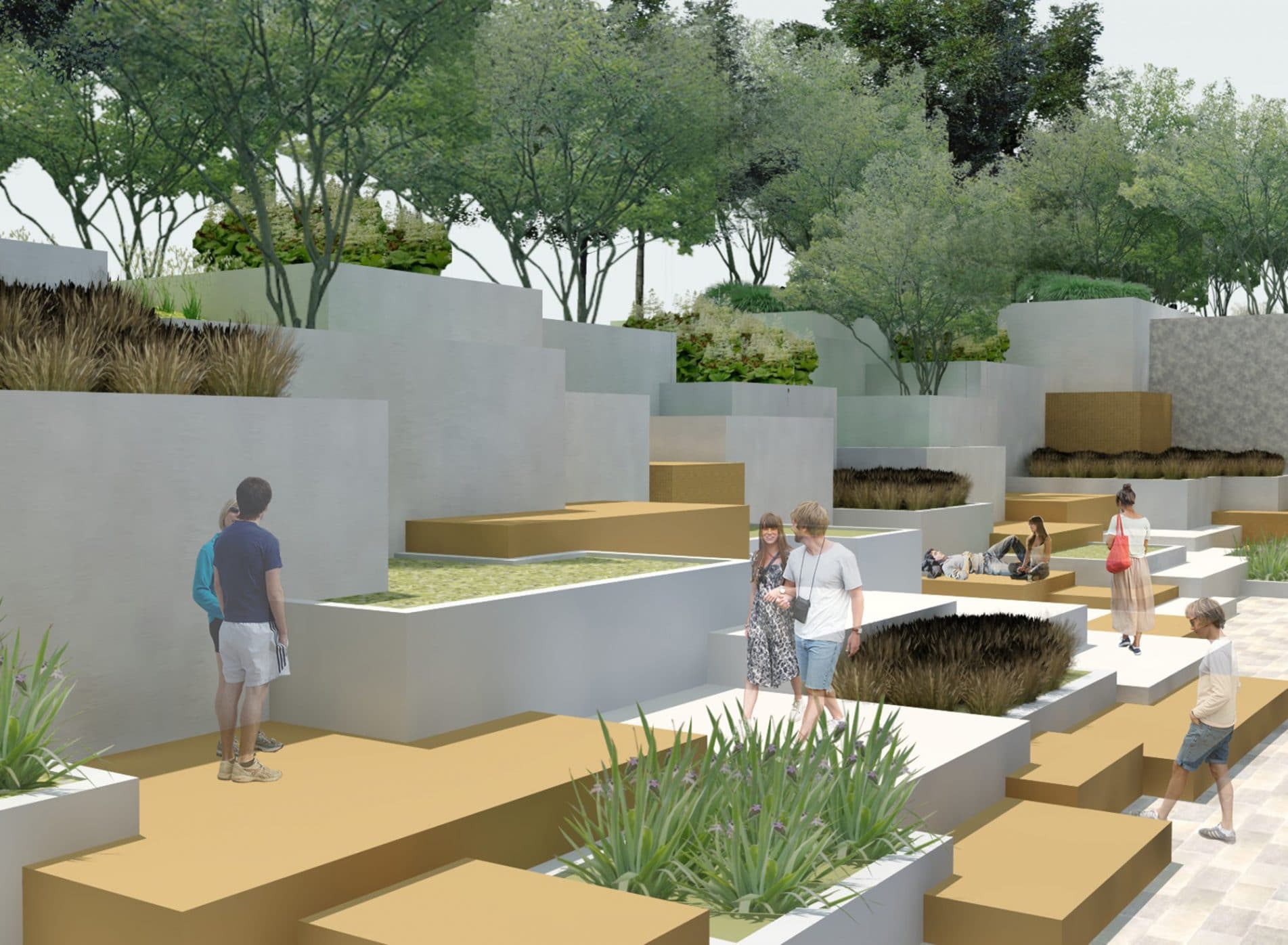 CGI impression of the terraced garden at Ozyegin University