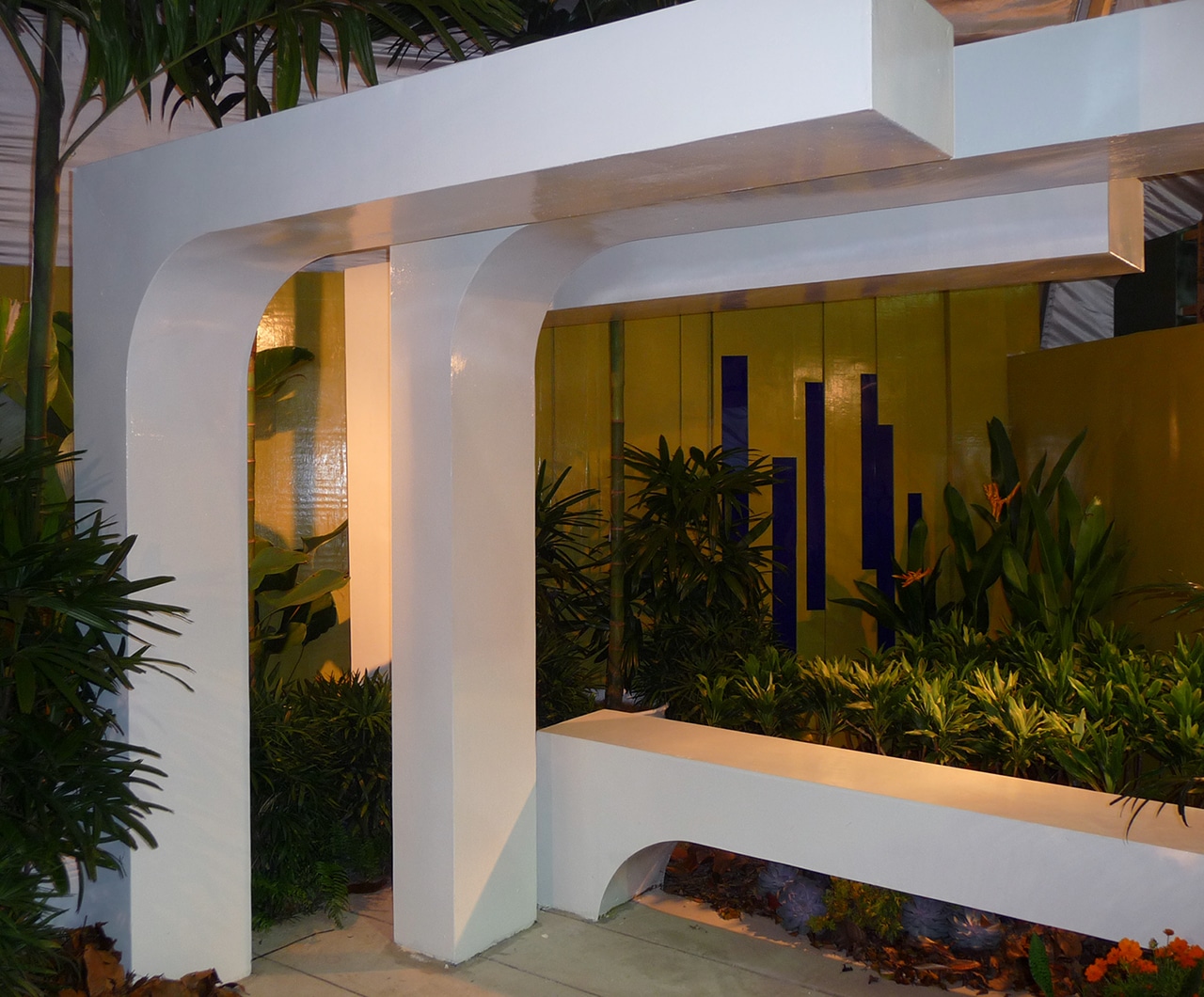 Chunky pergola and tropical plants at the Putrajaya Garden Festival 2010