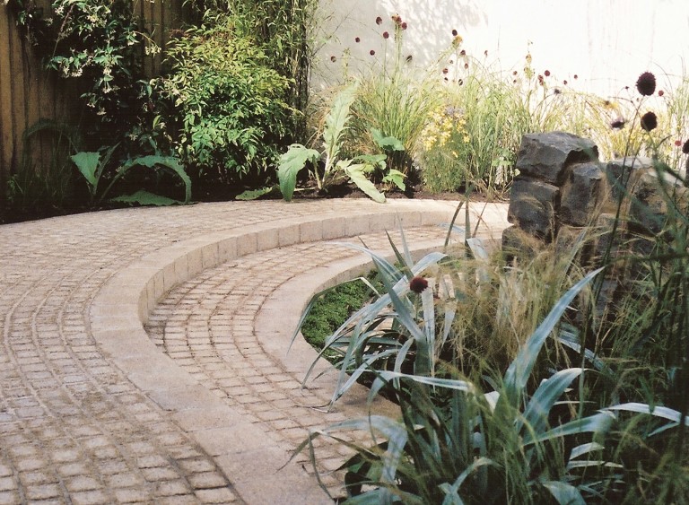 Detail of the terraced pathway in the Family Town Garden