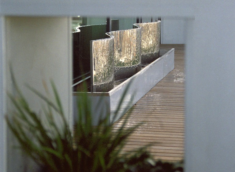 Silver water feature on the Pavilion Terrace