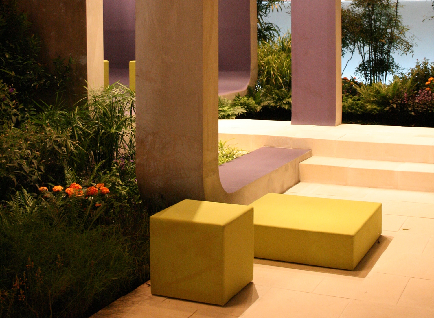 Yellow cube seating - Singapore Garden Festival 2008