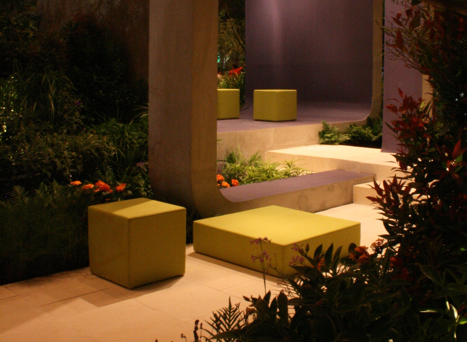 View of two seating areas within Singapore Garden Festival 2008 garden