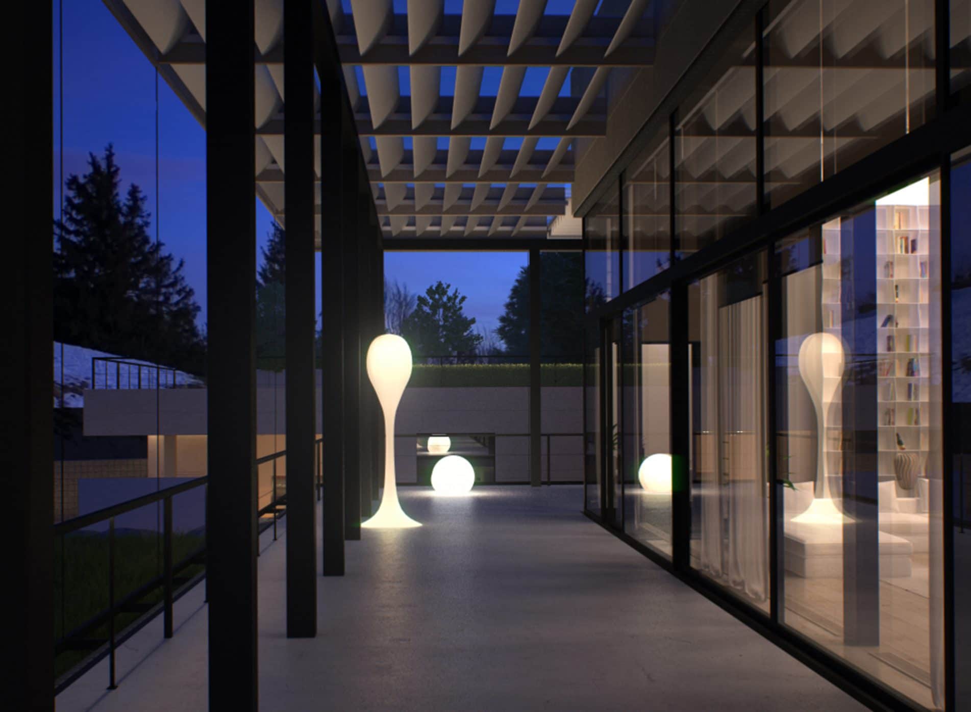 Architectural light feature on the villa patio