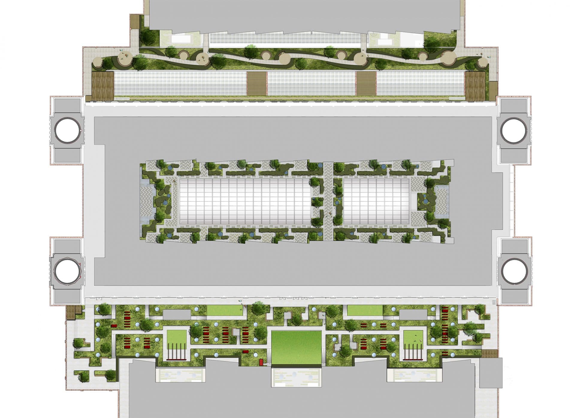 Overhead plan for the Battersea Power Station gardens