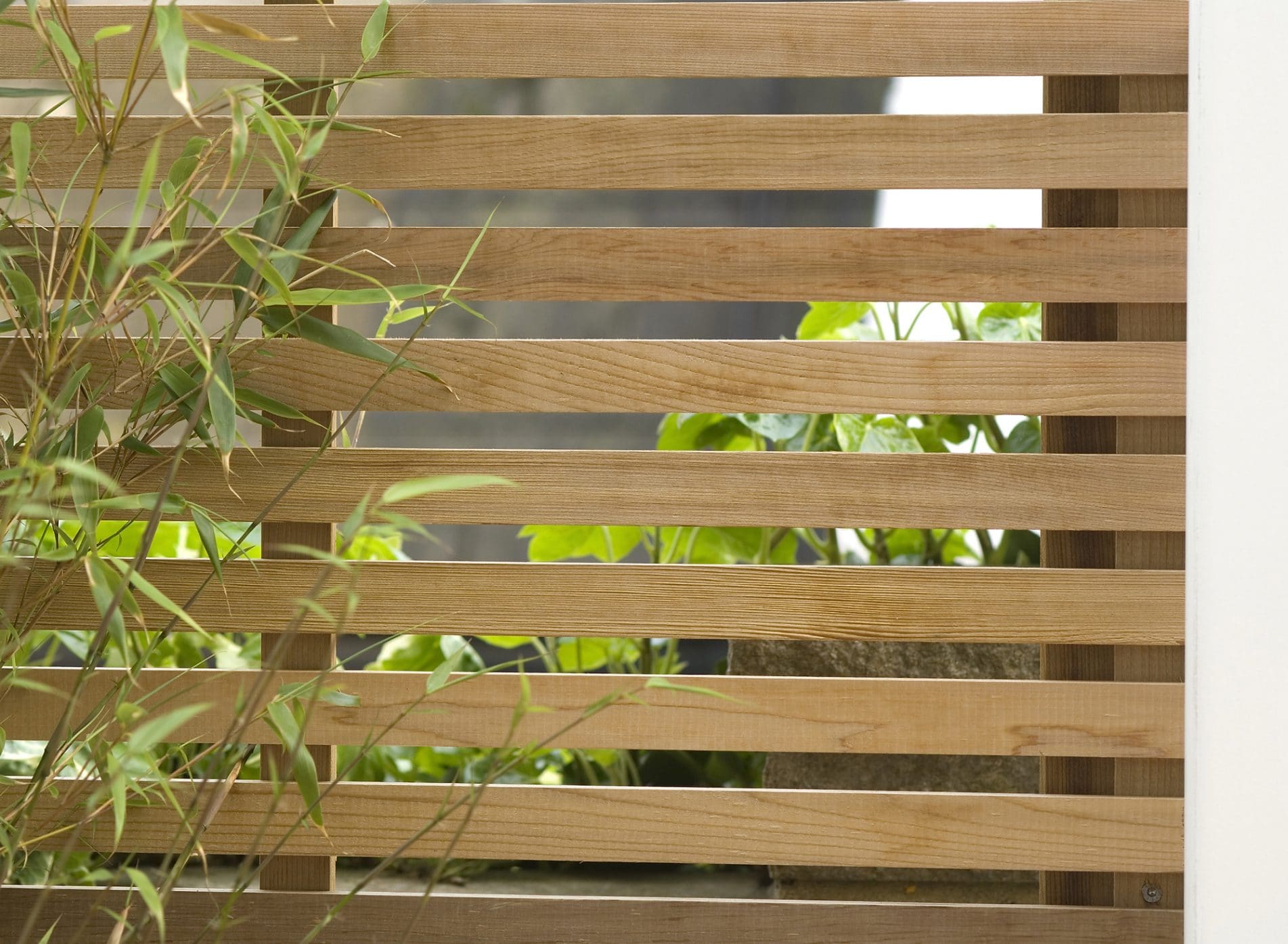 Detail of slatted wooden fencing