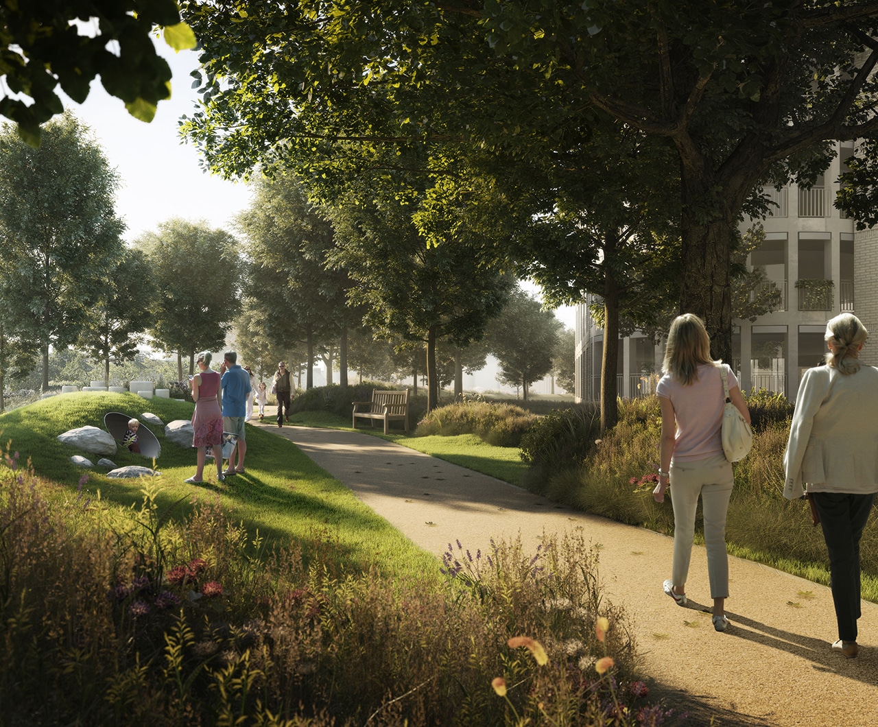 People enjoying Lost River Park in Earls Court