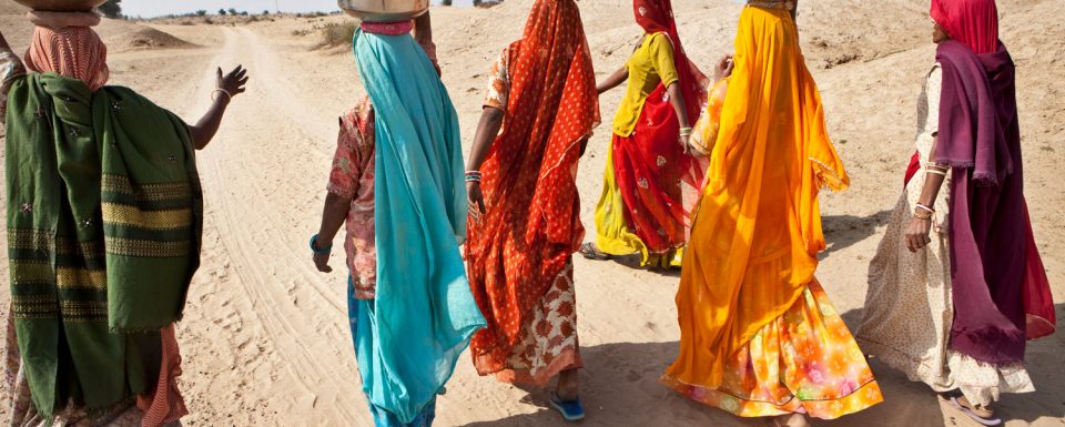 Girls collecting water in Thar desert